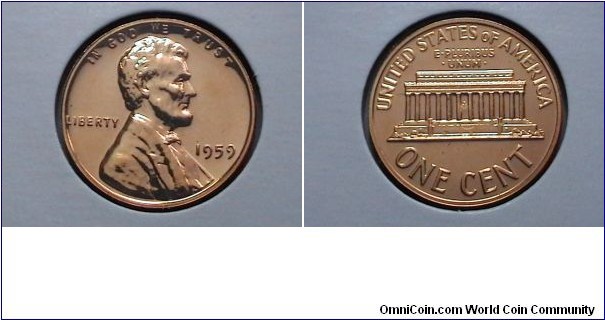 U.S. 1 Cent Lincoln Memorial Proof