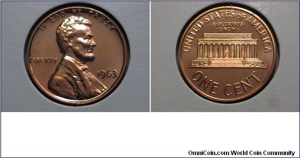 U.S. 1 Cent Lincoln Memorial Proof