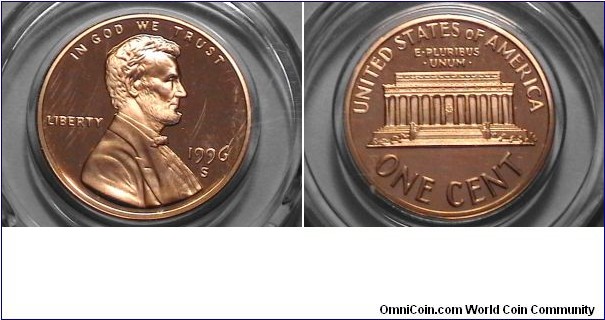 U.S. 1 Cent Lincoln Memorial Proof