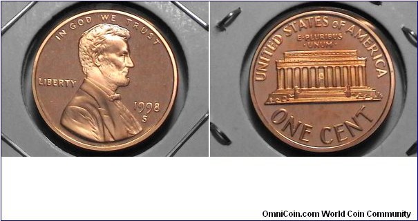 U.S. 1 Cent Lincoln Memorial Proof