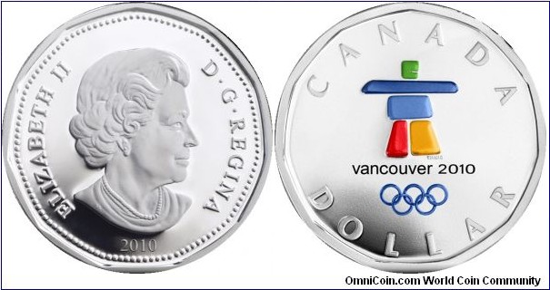Canada, 1 dollar, 2010 Sterling Silver Lucky Loonie, Celebrate the Vancouver 2010 Winter Games
