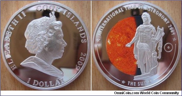 1 Dollar - Year of Astronomie : The Sun - 27 g Copper silver plated Proof (with pad printing) - mintage 5,000