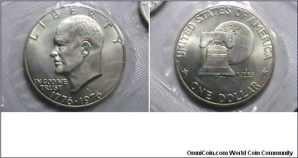U.S. 1976-S (1776-)1 Dollar Eisenhower KM# 206a 40% silver clad, Was issued in a 3pc set Dollar, Half, Quarter