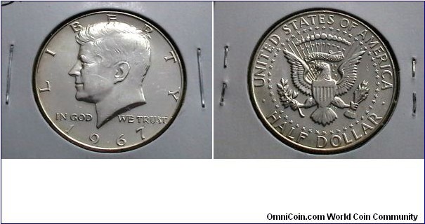 U.S. 1967 50 cent Kennedy Half KM# 202a 40% silver clad