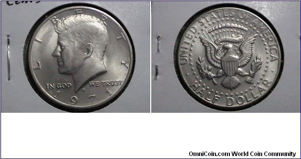 U.S. 1971-D 50 cent Kennedy Half KM# 202b copper nickel clad start