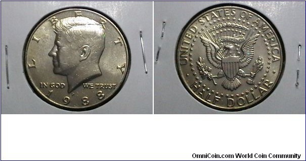 U.S. 1988-P 50 Cents Kennedy Half KM# A202a obv