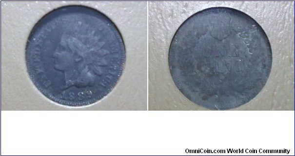 U.S. 1889 1 Indian Head Cent KM# 90a