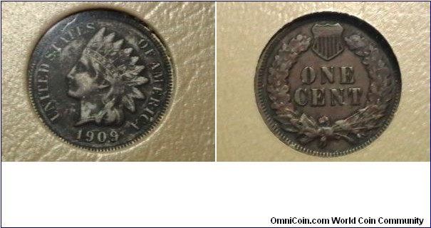 U.S. 1909 1 Indian Head Cent KM# 90a 