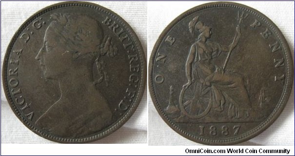 1887 penny, fine grade