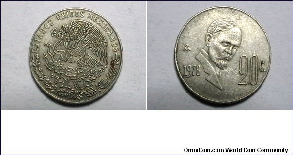 Mexico 1978-M 20 Centavos KM# 442 