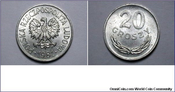 Poland 1981-MW 20 Groszy Y# A47 Thanks Henry12