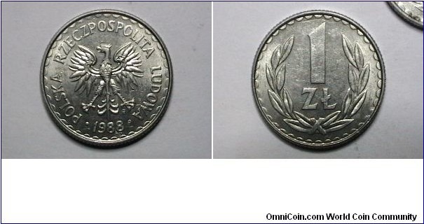 Poland 1988-MW 1 Zloty Y# 49.2 Thanks Henry12