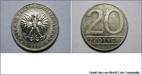 Poland 1988-MW 20 Zlotych Y# 1523.1 Thanks Henry12
