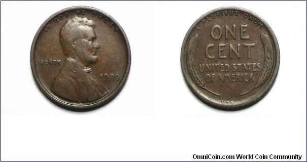 U.S. 1909-P 1 Cent VDB KM# 132 