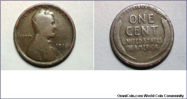 U.S. 1916-P 1 Cent KM# 132 