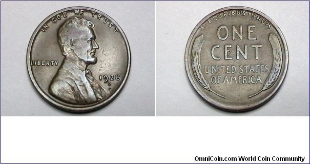 U.S. 1928-D 1 Cent KM# 132 