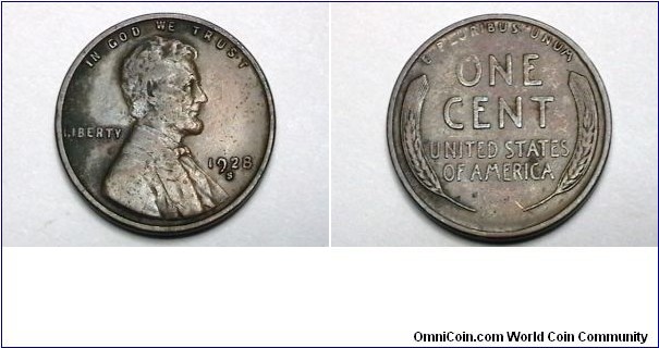 U.S. 1928-S 1 Cent KM# 132 