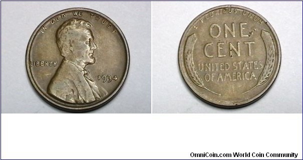 U.S. 1934-P 1 Cent KM# 132 