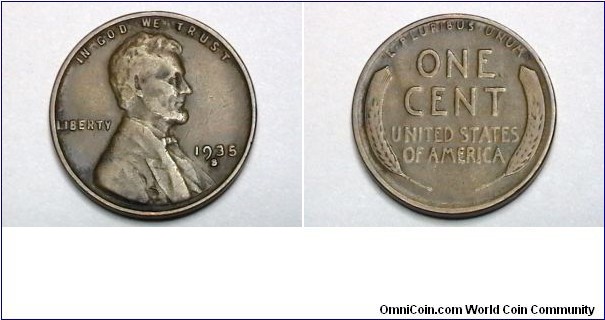 U.S. 1935-S 1 Cent KM# 132 