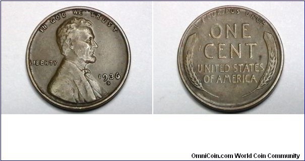 U.S. 1936-S 1 Cent KM# 132 
