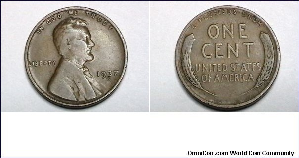 U.S. 1937-D 1 Cent KM# 132 