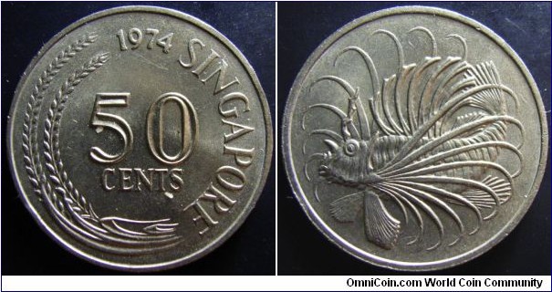 Singapore 1974 50 cents. 