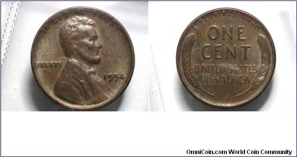 U.S. 1954-P 1 Cent KM# A132 