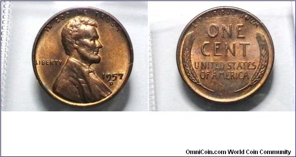 U.S. 1957-D 1 Cent KM# A132 