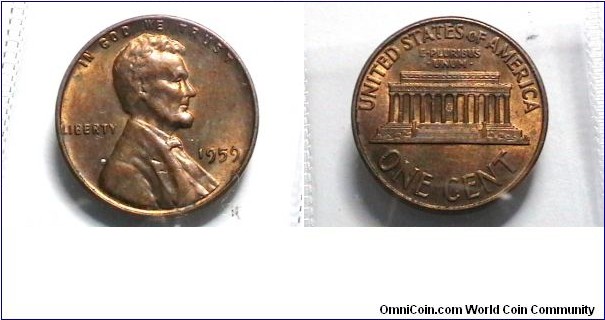 U.S. 1959-P 1 Cent KM# 201 