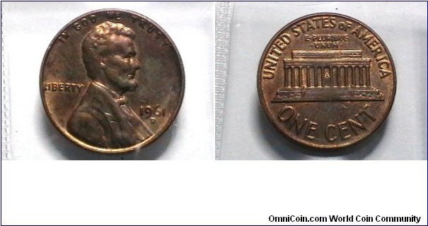 U.S. 1961-D 1 Cent KM# 201 