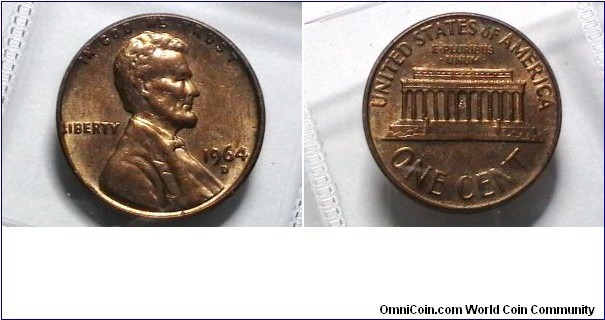U.S. 1964-D 1 Cent KM# 201 
