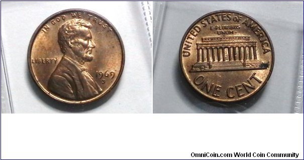 U.S. 1969-S 1 Cent KM# 201 