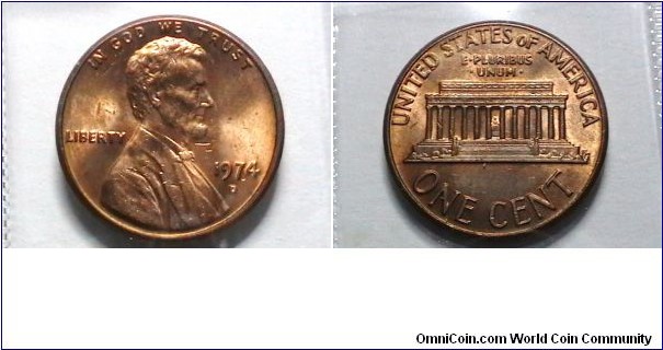 U.S. 1974-D 1 Cent KM# 201 