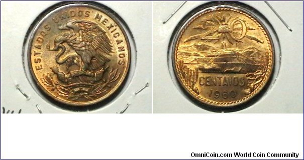 Mexico 1960-M 20 Centavos  Km# 440 