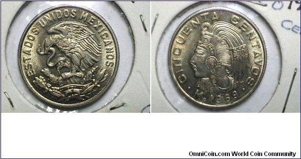 Mexico 1969-M 50 Centavos  Km# 451 