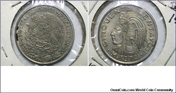 Mexico 1970-M 50 Centavos  Km# 452 