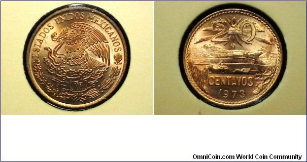 Mexico 1973-M 20 Centavos  Km# 441 