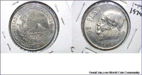 Mexico 1974-M 1 Peso  Km# 460 