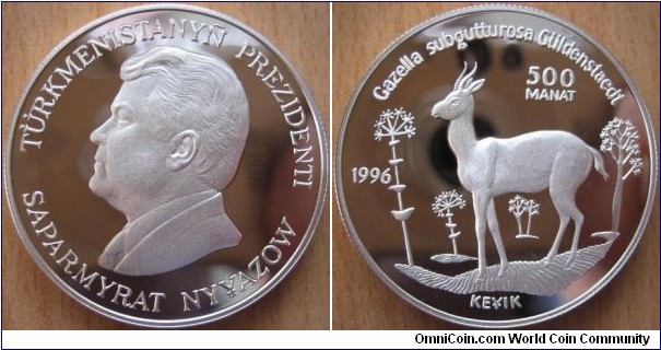 500 Manat - Gazelle - 28.28 g Ag .925 Proof - mintage 5,000