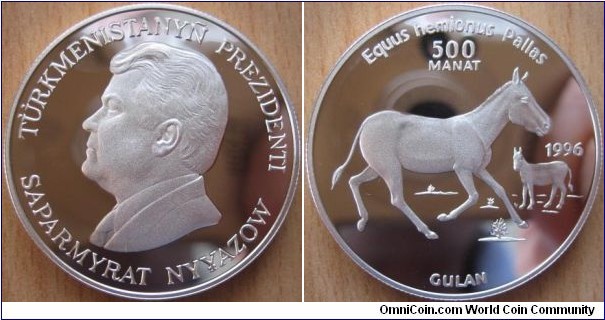 500 Manat - Onager - 28.28 g Ag .925 Proof - mintage 5,000