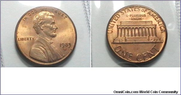 U.S. 1983-D 1 Cent KM# 201b 