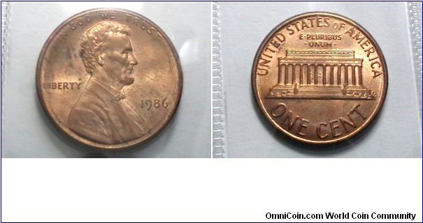 U.S. 1986-P 1 Cent KM# 201b 