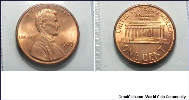 U.S. 1989-D 1 Cent KM# 201b 
