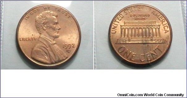 U.S. 1992-D 1 Cent KM# 201b 
