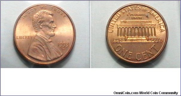 U.S. 1993-D 1 Cent KM# 201b 