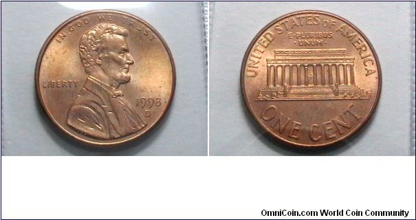 U.S. 1998-D 1 Cent KM# 201b 