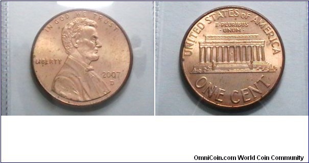 U.S. 2007-D 1 Cent KM# 201b 
