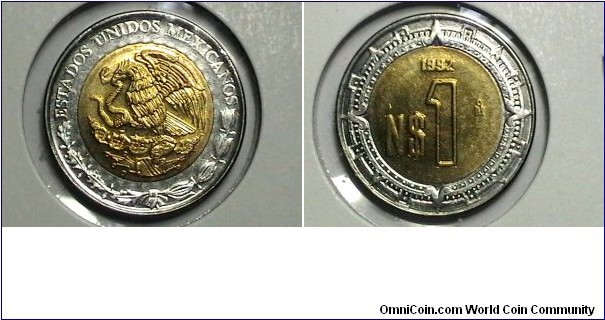 Mexico 1992-M 1 Nuevo Pesos KM#  550 