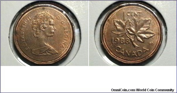Canada 1988 1 cent KM# 132 