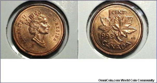 Canada 1993 1 cent KM# 181 